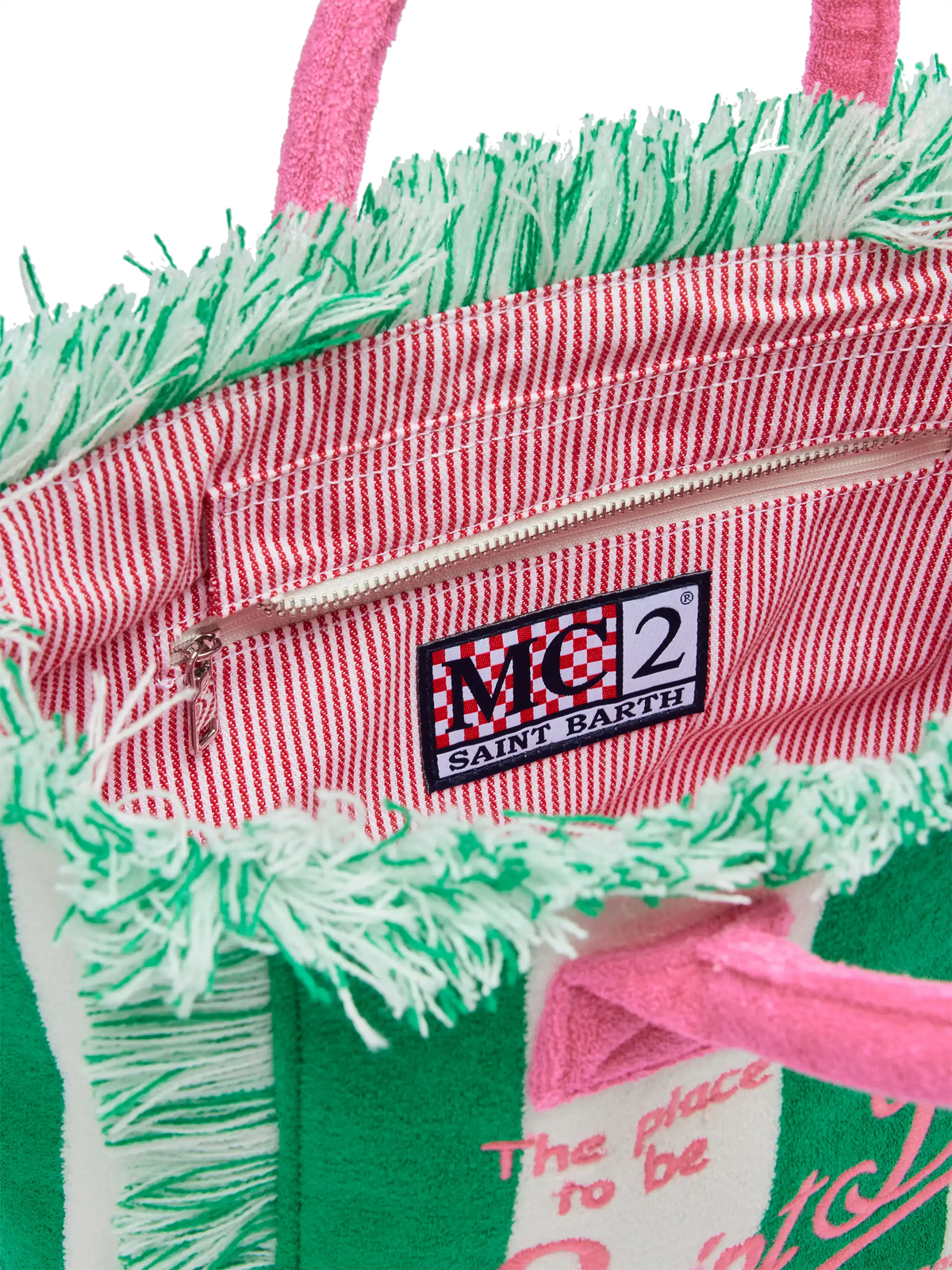 Borsa a mano Colette verde a righe in spugna