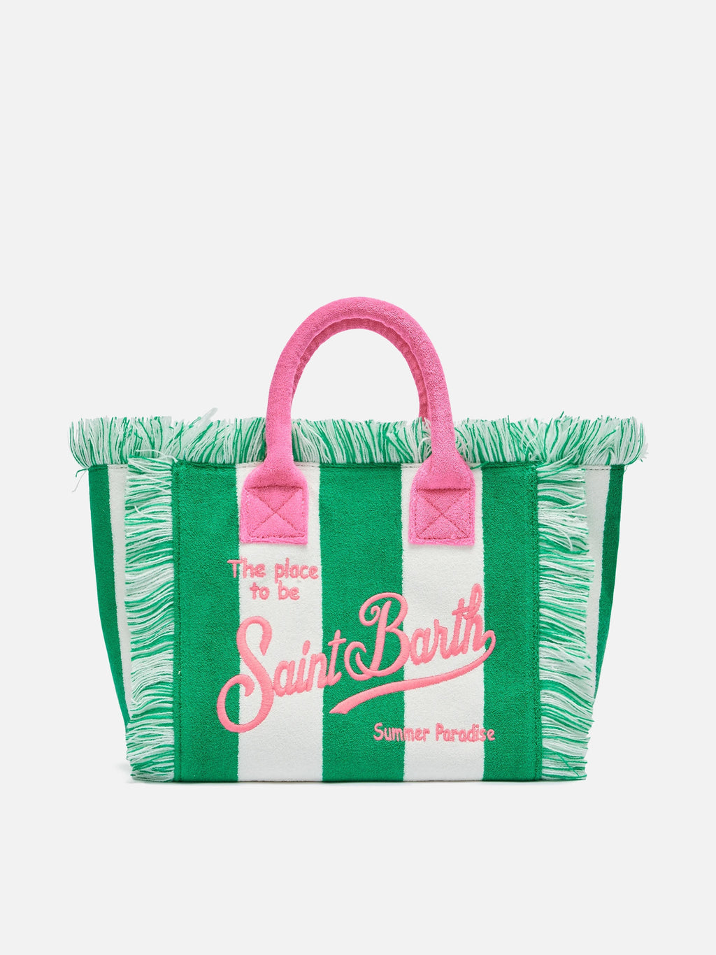Borsa a mano Colette verde a righe in spugna