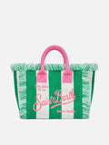 Borsa a mano Colette verde a righe in spugna