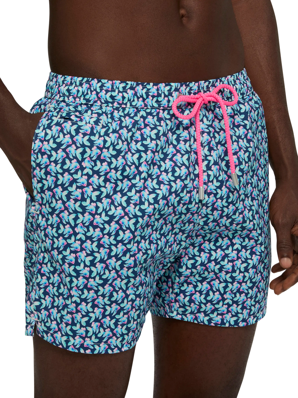 Costume mare Comfort Light blu navy con stampa pesci