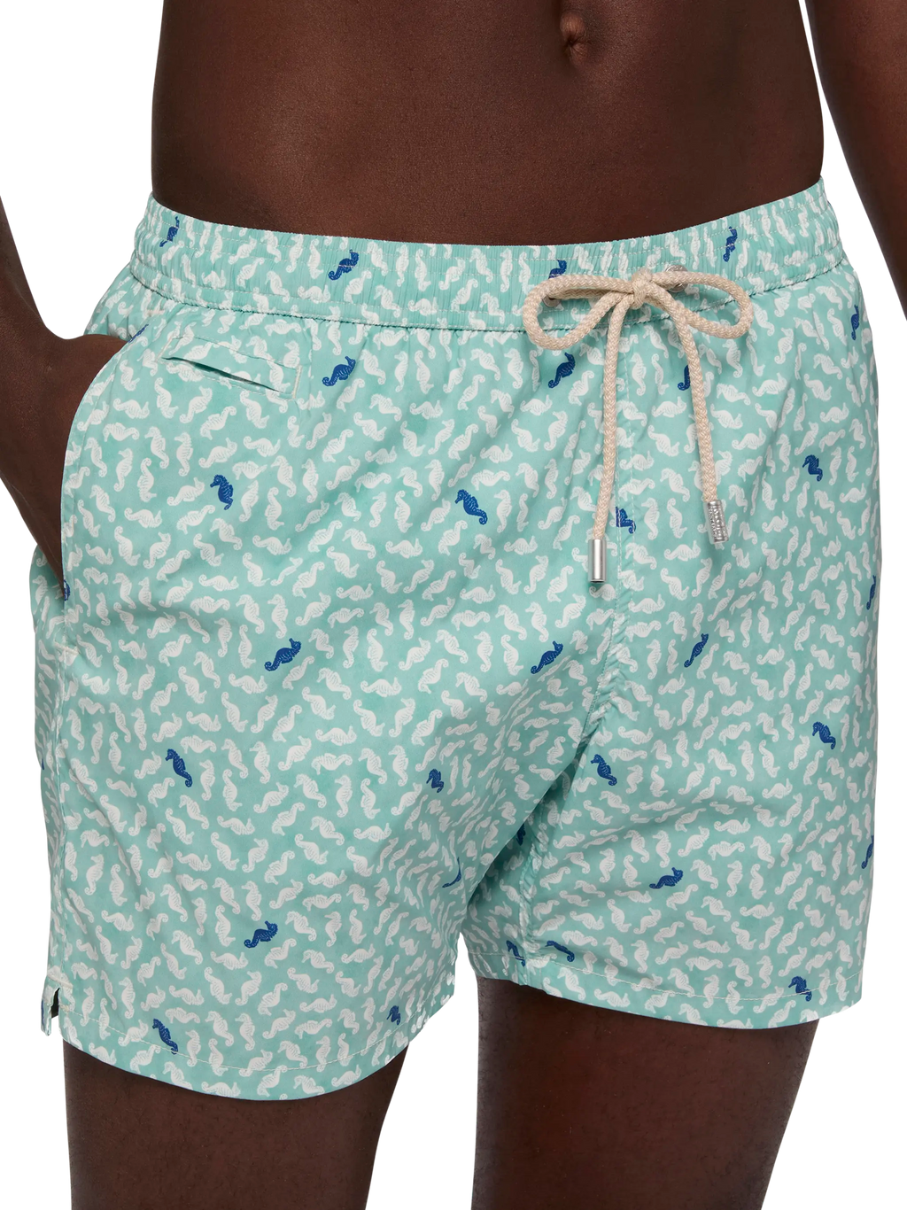 Costume mare Comfort Light verde salvia con stampa cavallucci marini