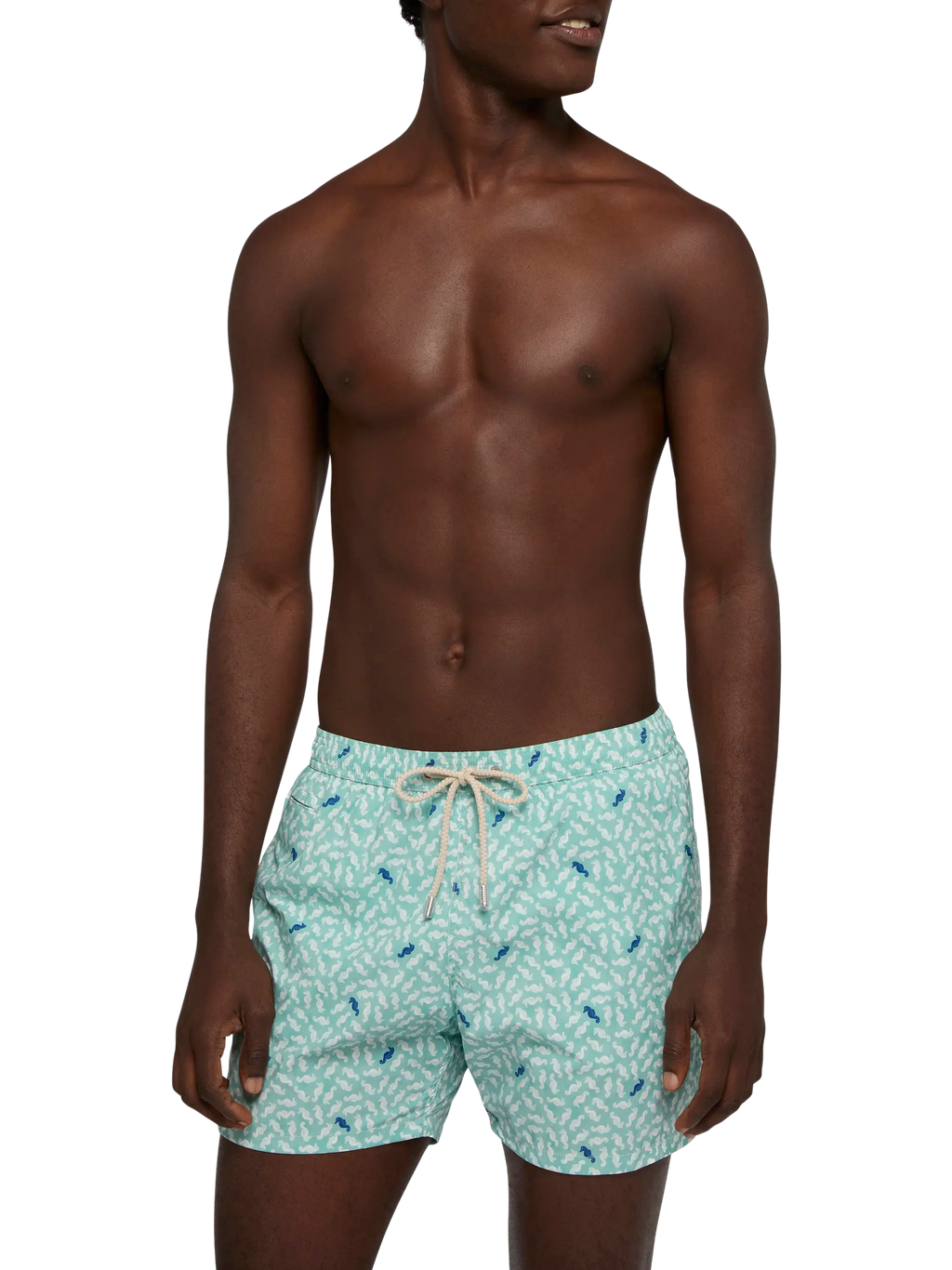 Costume mare Comfort Light verde salvia con stampa cavallucci marini