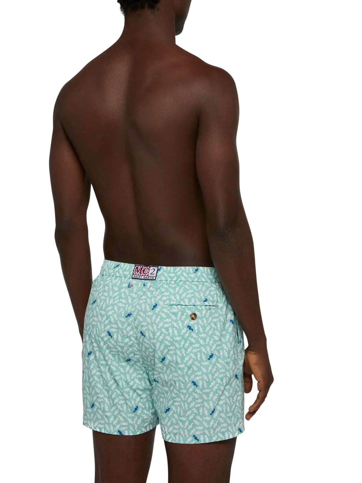Costume mare Comfort Light verde salvia con stampa cavallucci marini