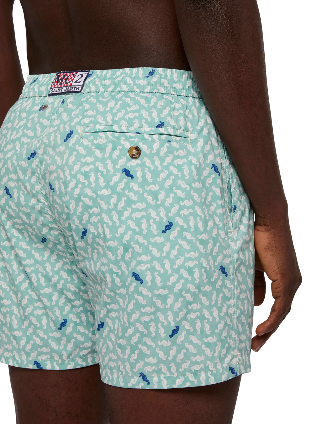Costume mare Comfort Light verde salvia con stampa cavallucci marini