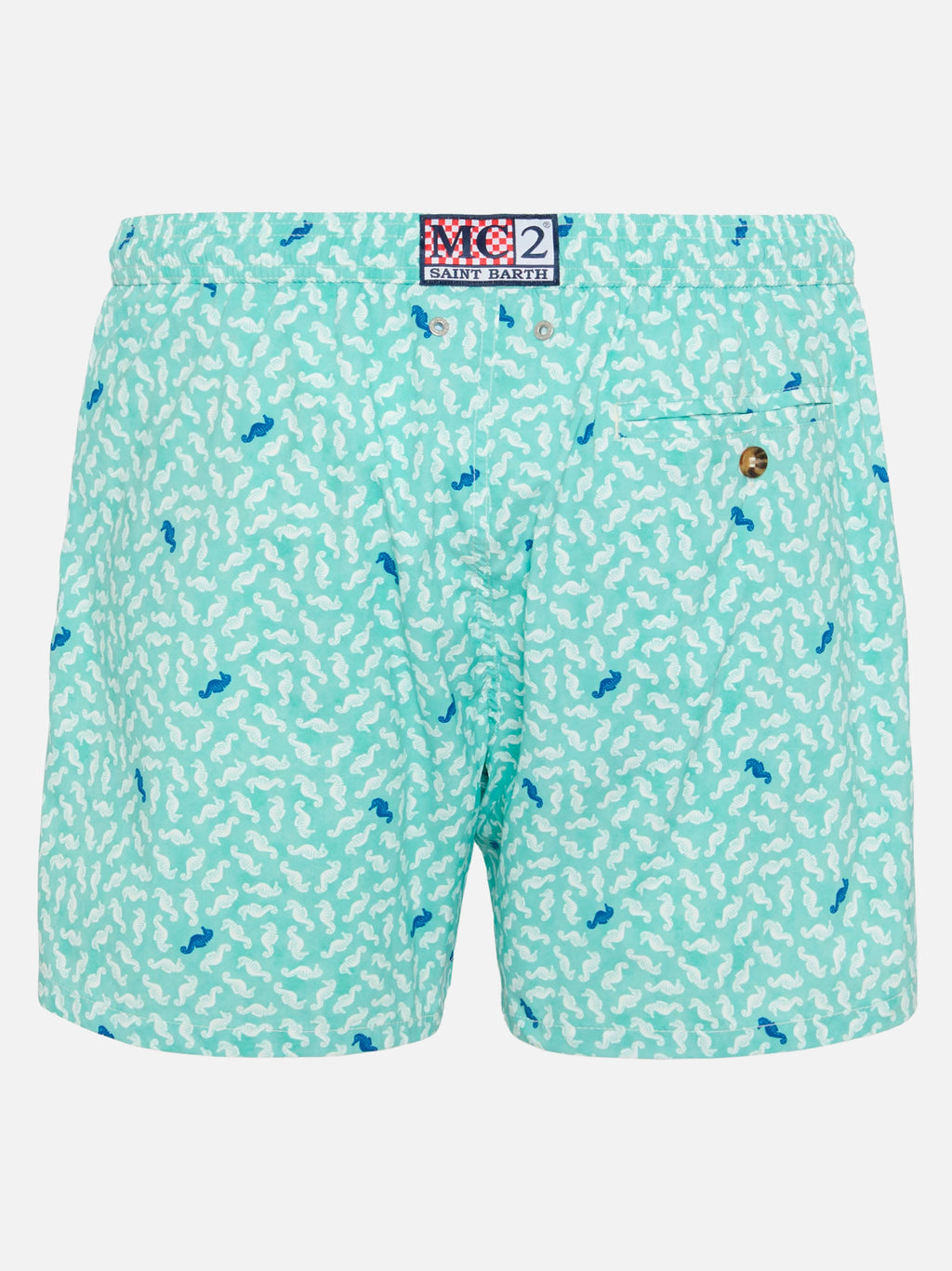 Costume mare Comfort Light verde salvia con stampa cavallucci marini