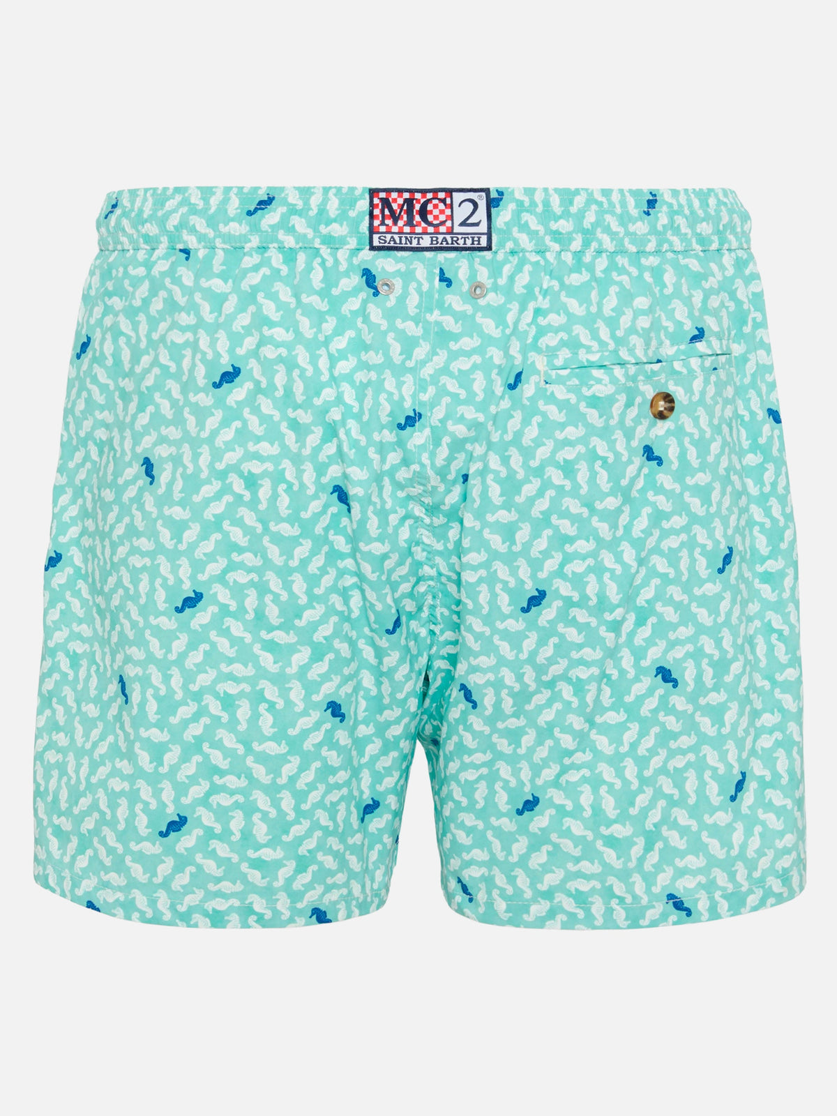 Costume mare Comfort Light verde salvia con stampa cavallucci marini