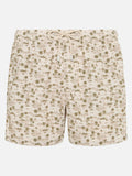 Costume mare Comfort Light kaki con stampa palme e spiaggia