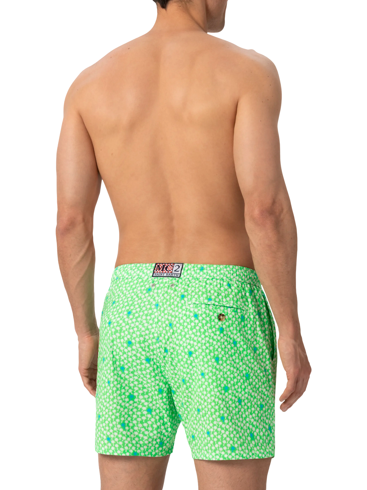 Costume mare Comfort Light verde fluo con stampa palme