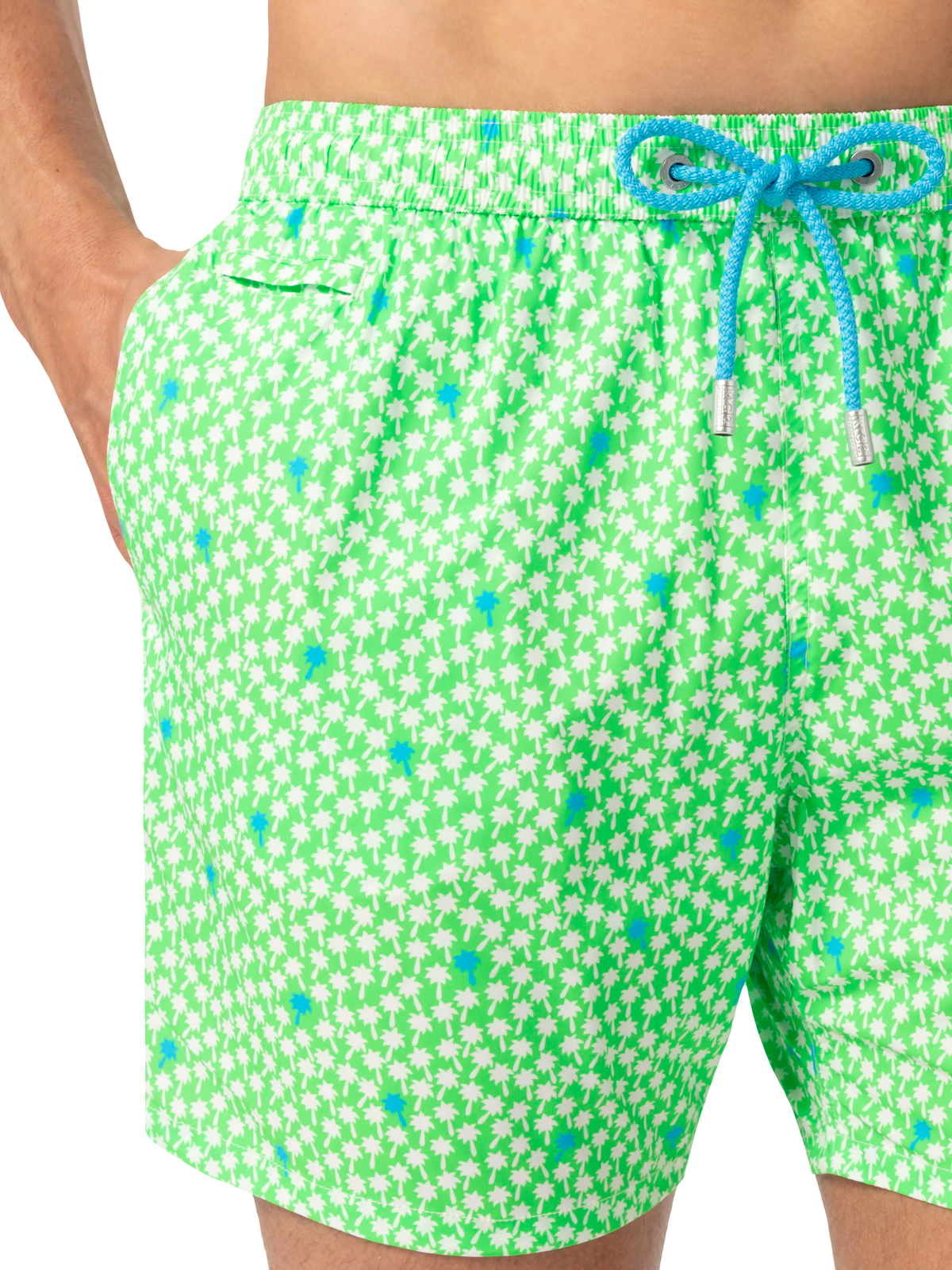 Costume mare Comfort Light verde fluo con stampa palme