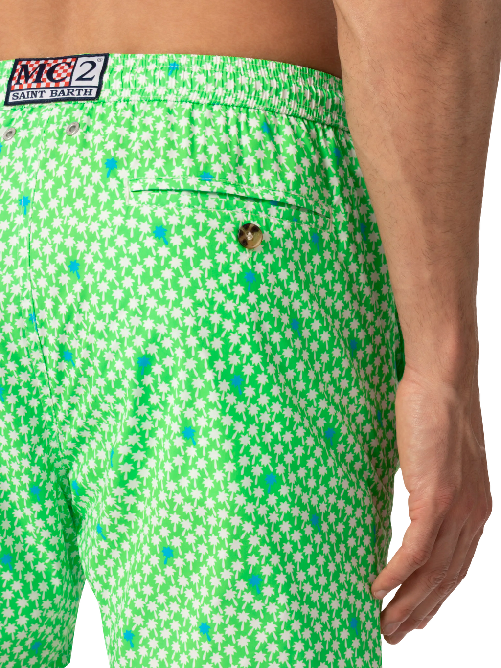 Costume mare Comfort Light verde fluo con stampa palme