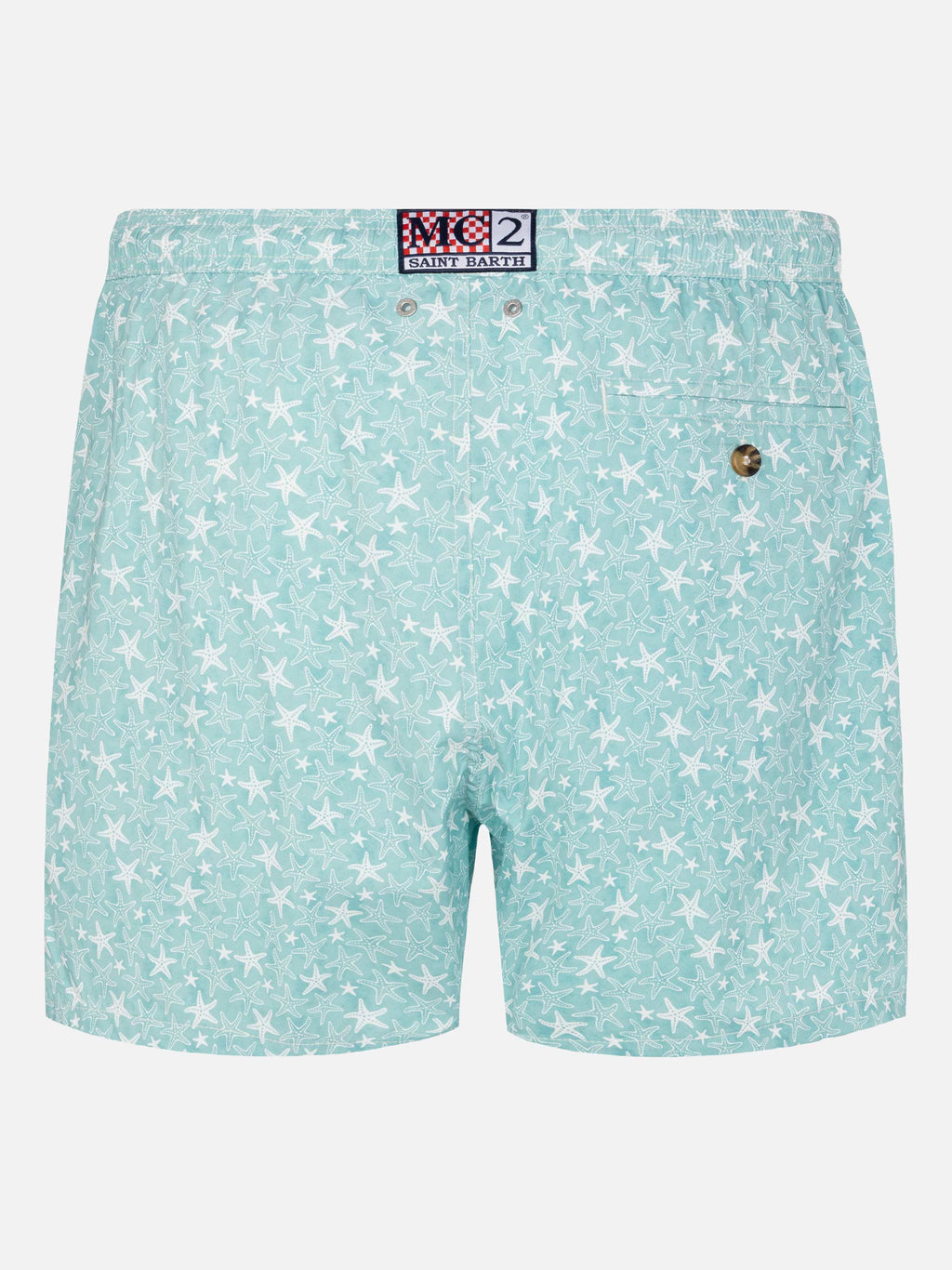 Costume mare Comfort Light verde salvia con stampa conchiglie tropicali