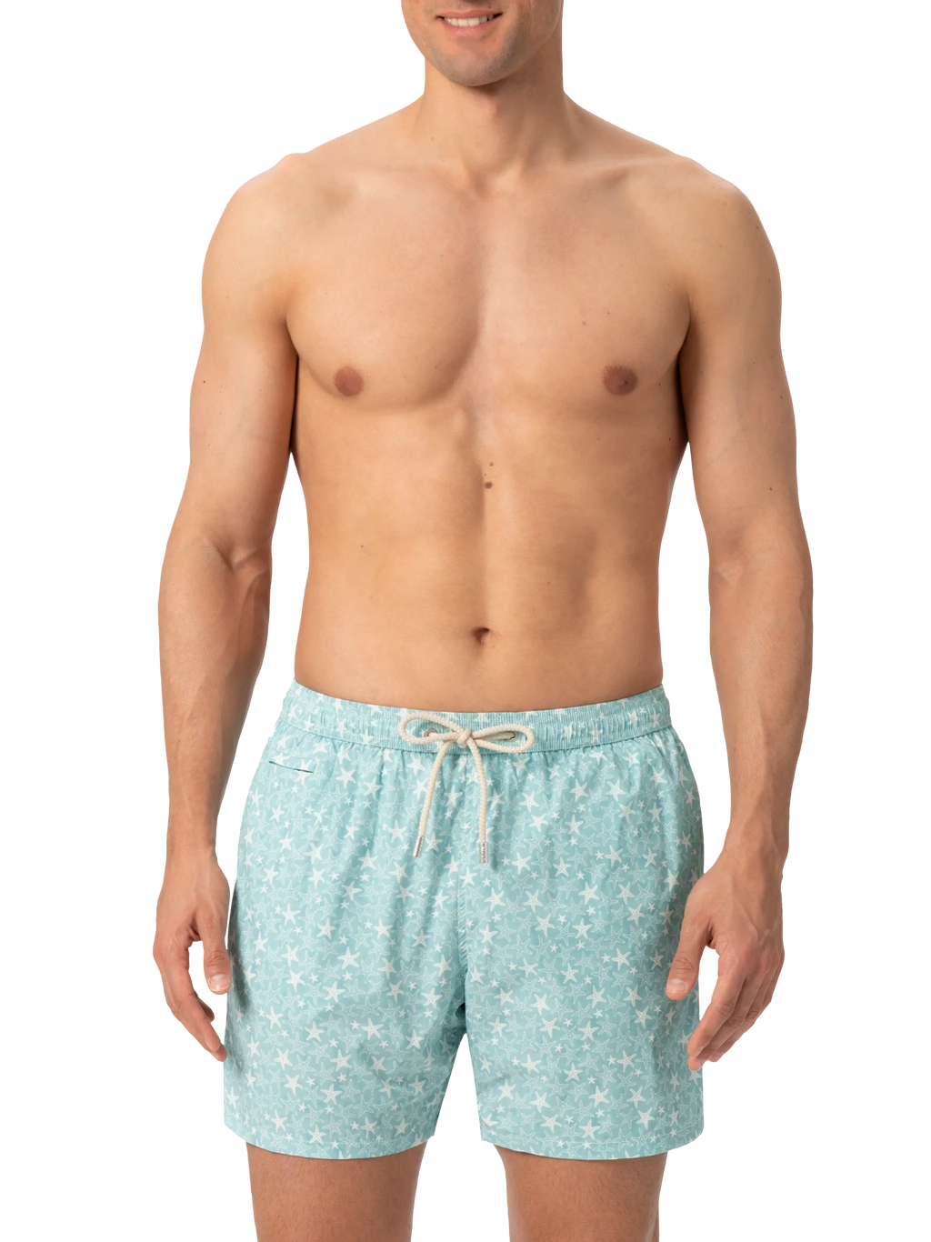 Costume mare Comfort Light verde salvia con stampa conchiglie tropicali