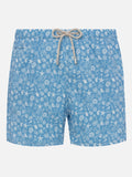 Costume mare Comfort Light azzurro polvere con stampa conchiglie tropicali