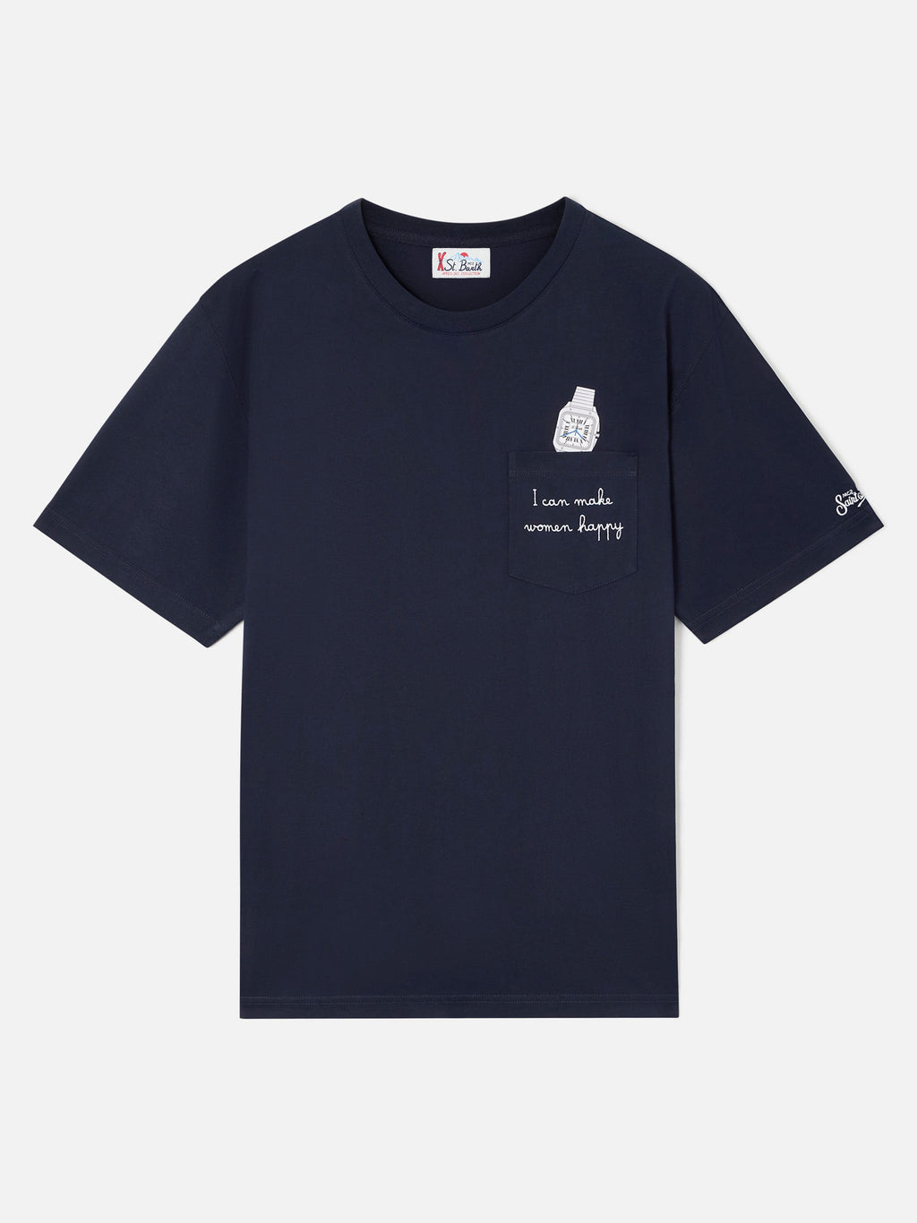 T-shirt Connor blu navy in cotone con stampa orologio e product image 1