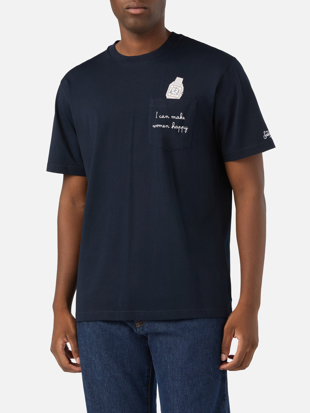 T-shirt Connor blu navy in cotone con stampa orologio e product image 2