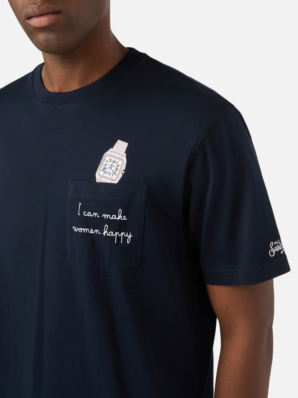 T-shirt Connor blu navy in cotone con stampa orologio e product image 3