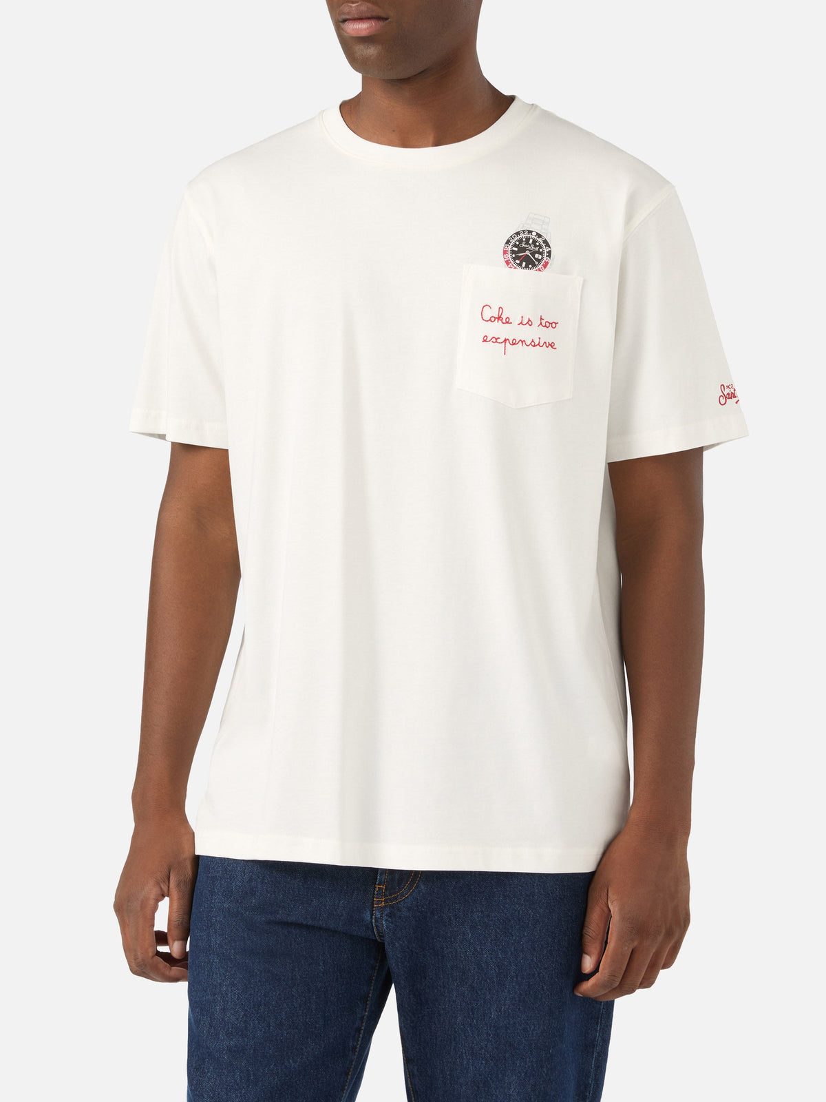 T-shirt Connor bianca in cotone con stampa orologio e product image 2