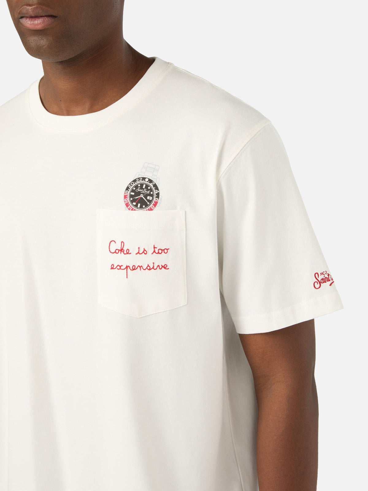 T-shirt Connor bianca in cotone con stampa orologio e product image 3