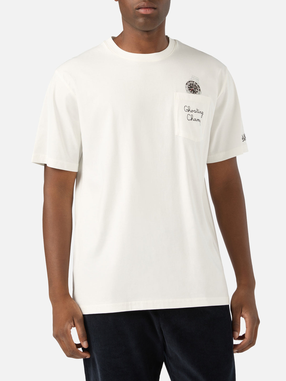 T-shirt Connor bianca in cotone con stampa orologio e product image 2