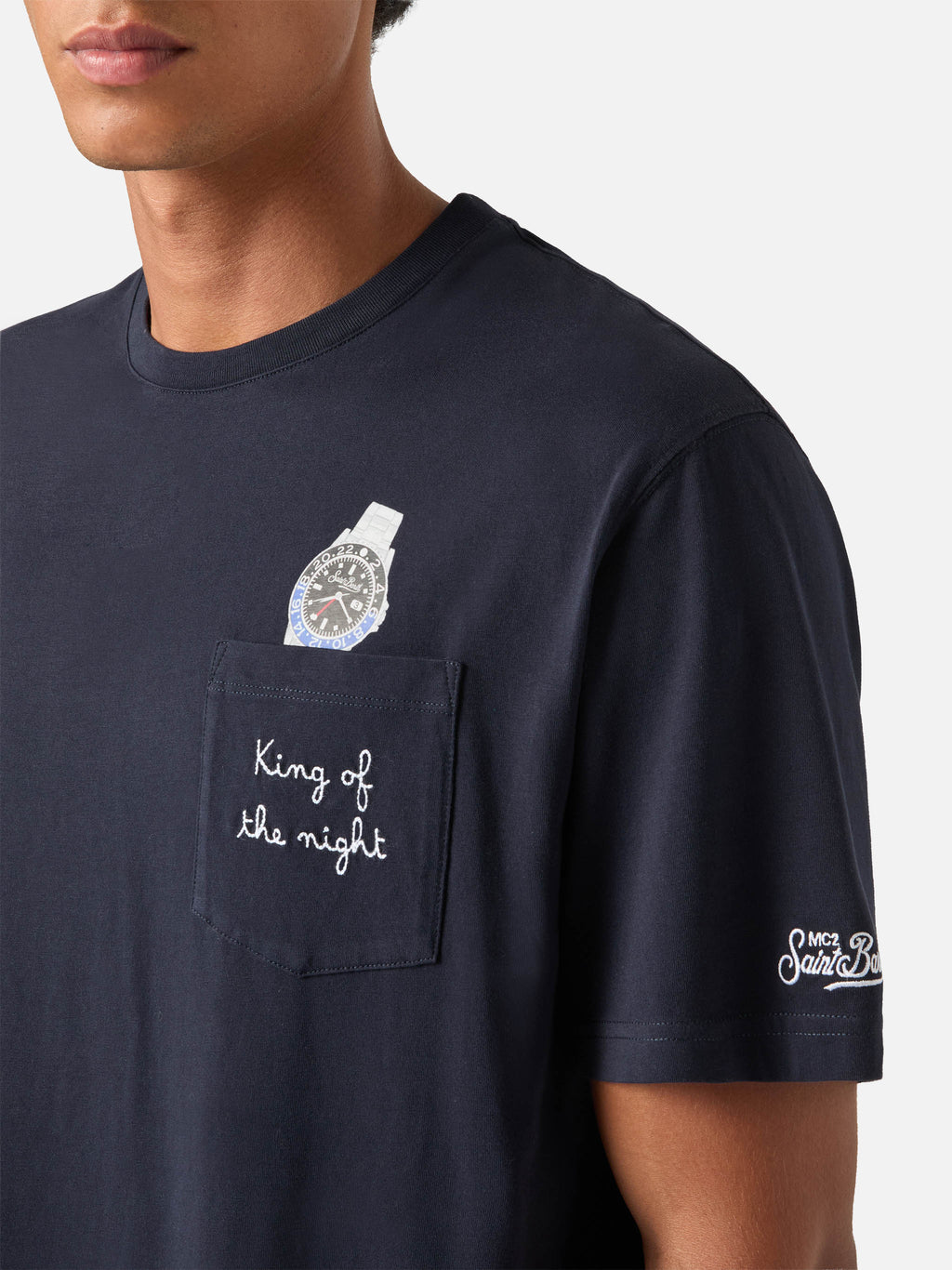 T-shirt Connor blu navy in cotone organico con stampa product image 2