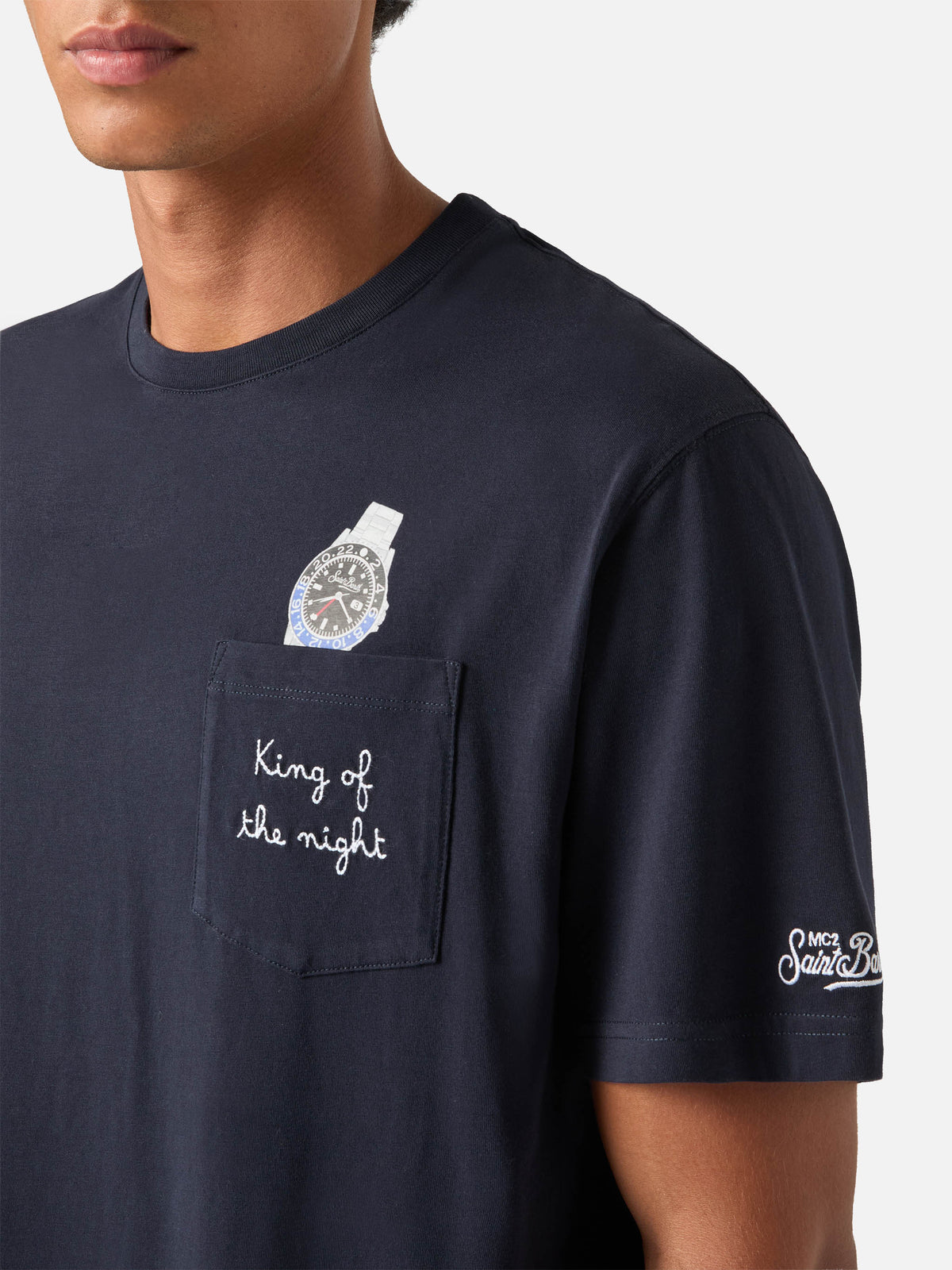 T-shirt Connor blu navy in cotone organico con stampa product image 2