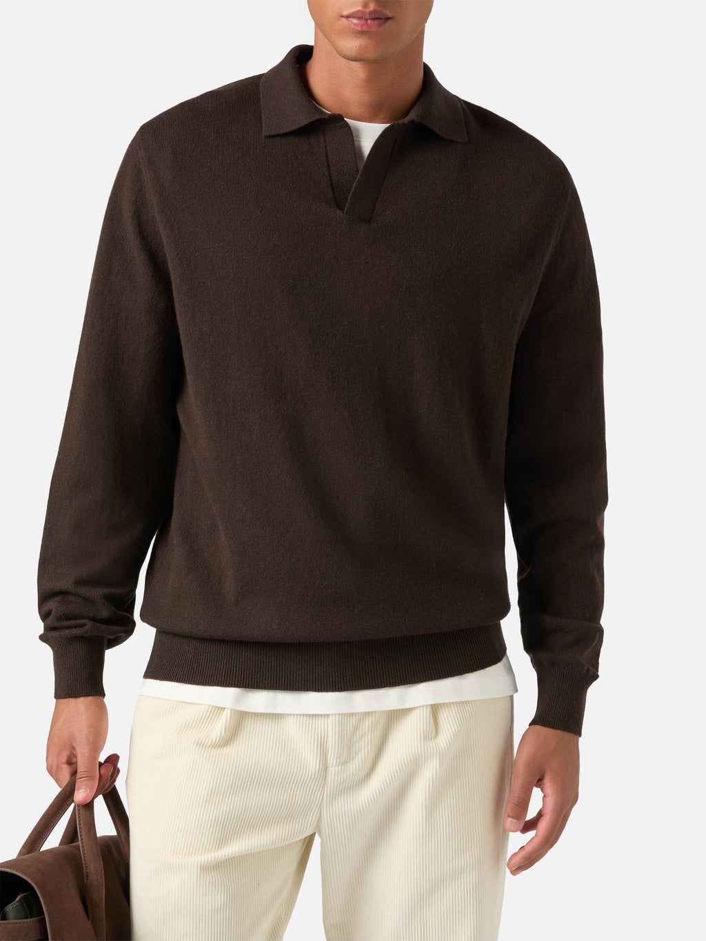 Polo Covent marrone in misto lana merino e cashmere product image 2