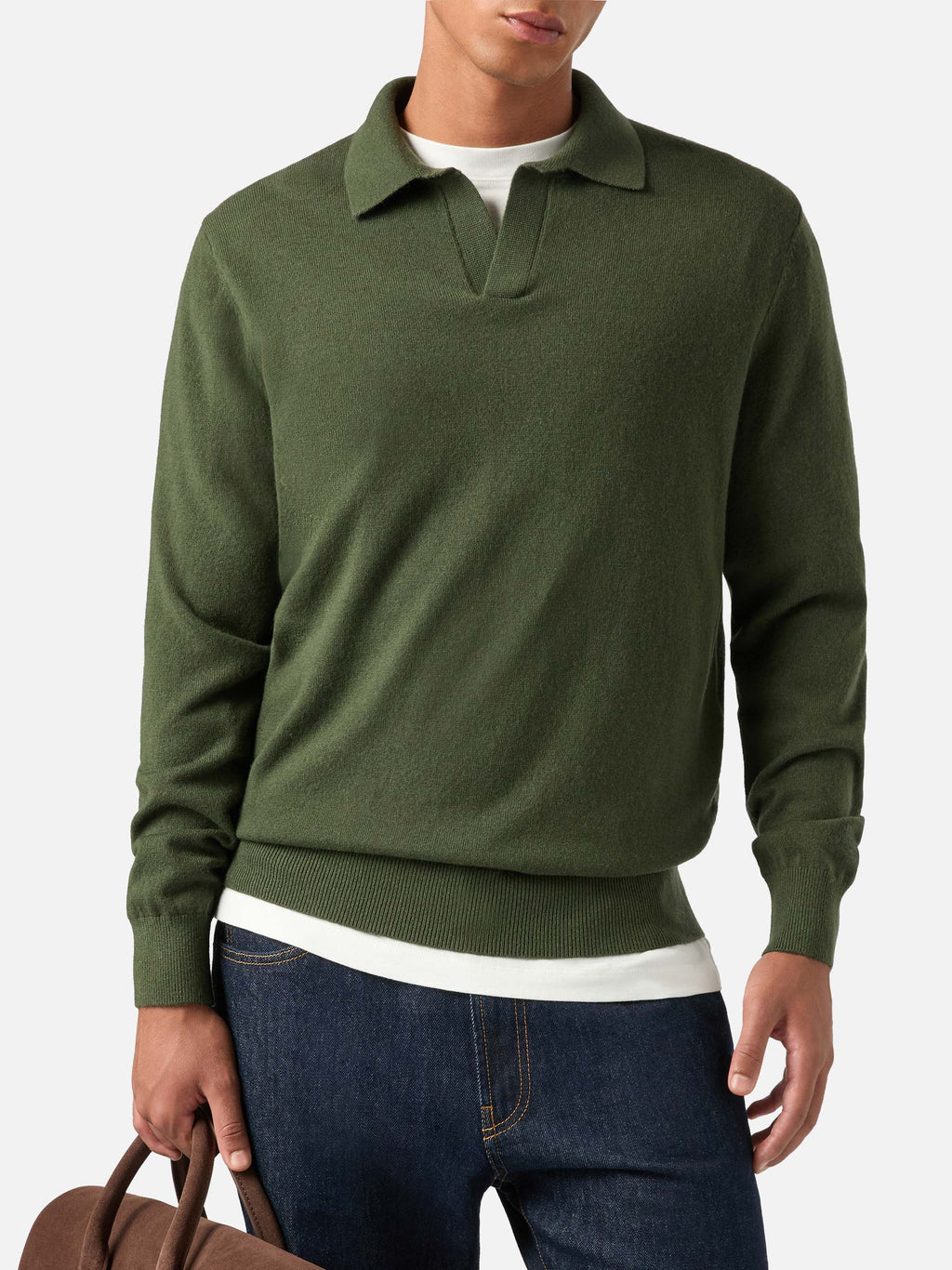 Polo Covent verde militare in misto lana merino e cashmere product image 2