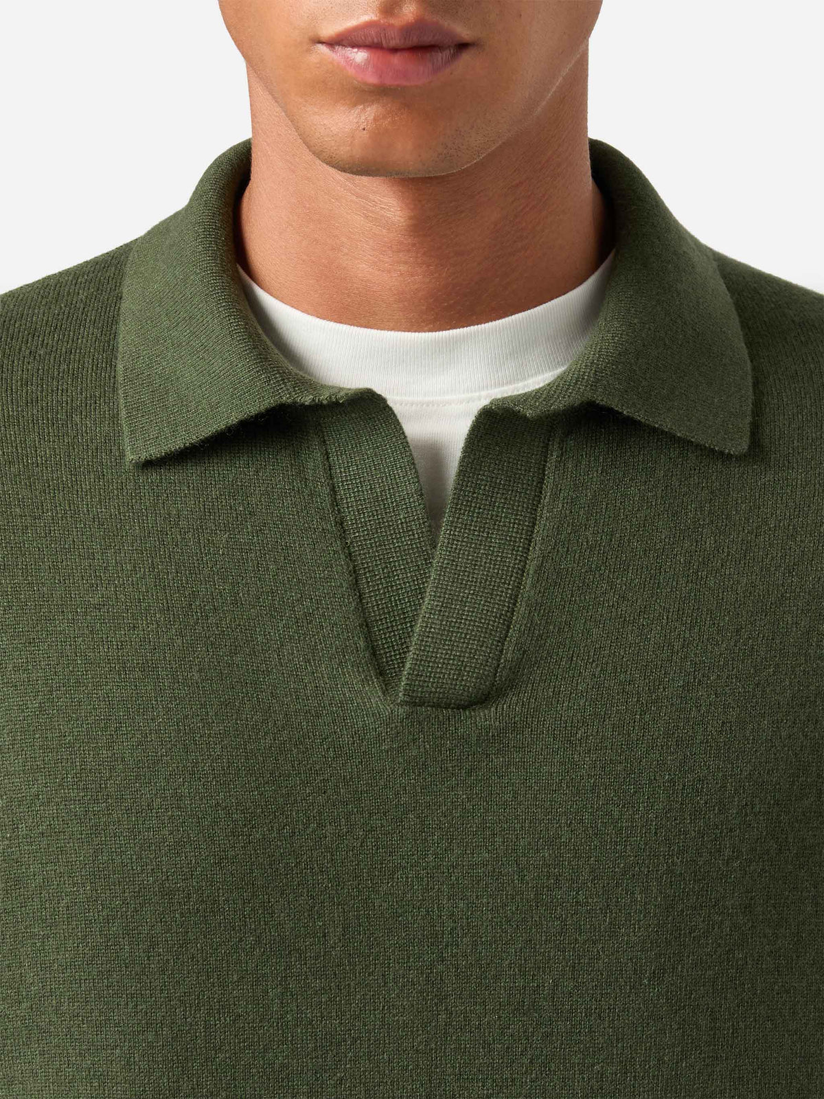 Polo Covent verde militare in misto lana merino e cashmere product image 3