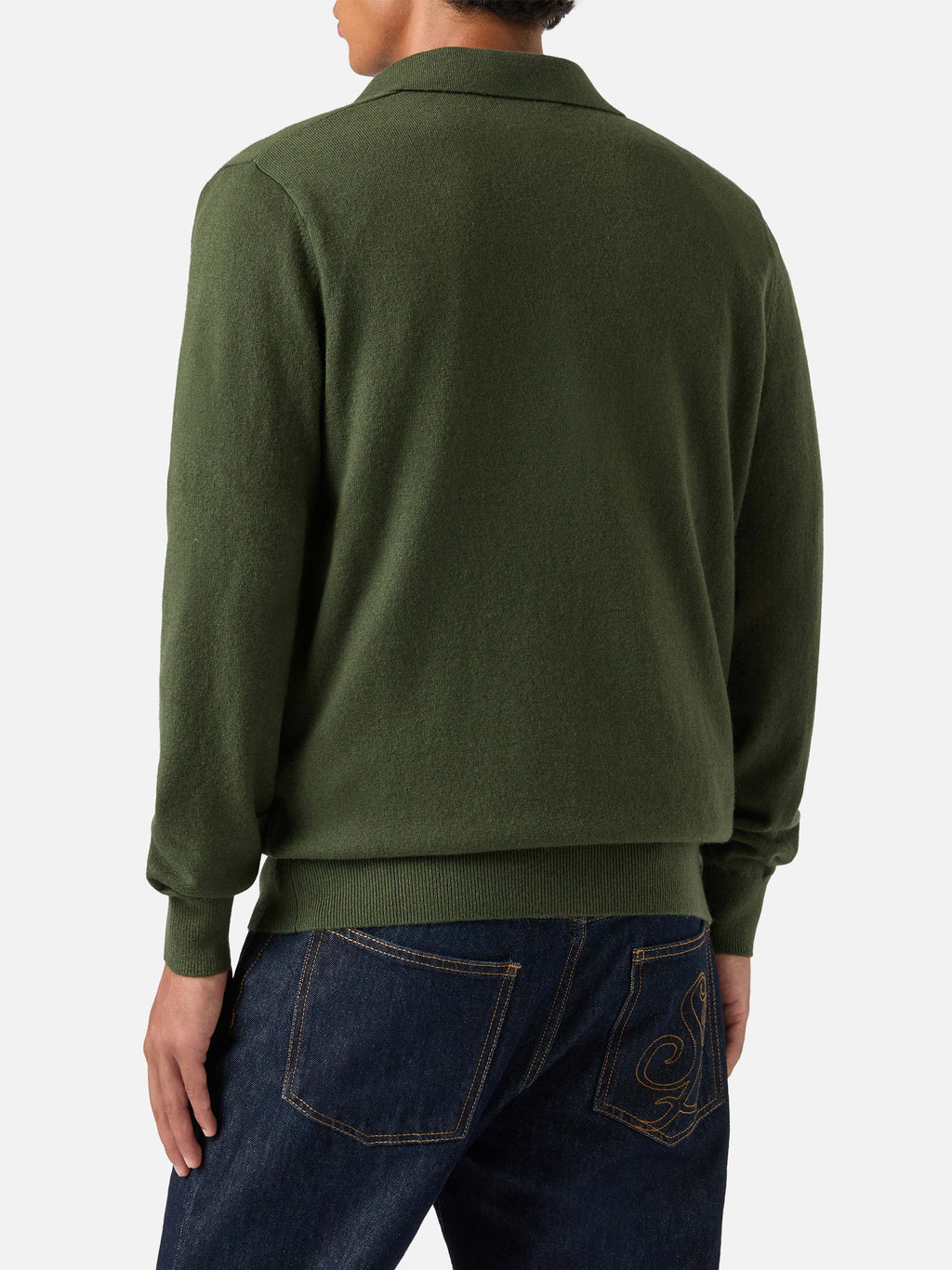 Polo Covent verde militare in misto lana merino e cashmere product image 4