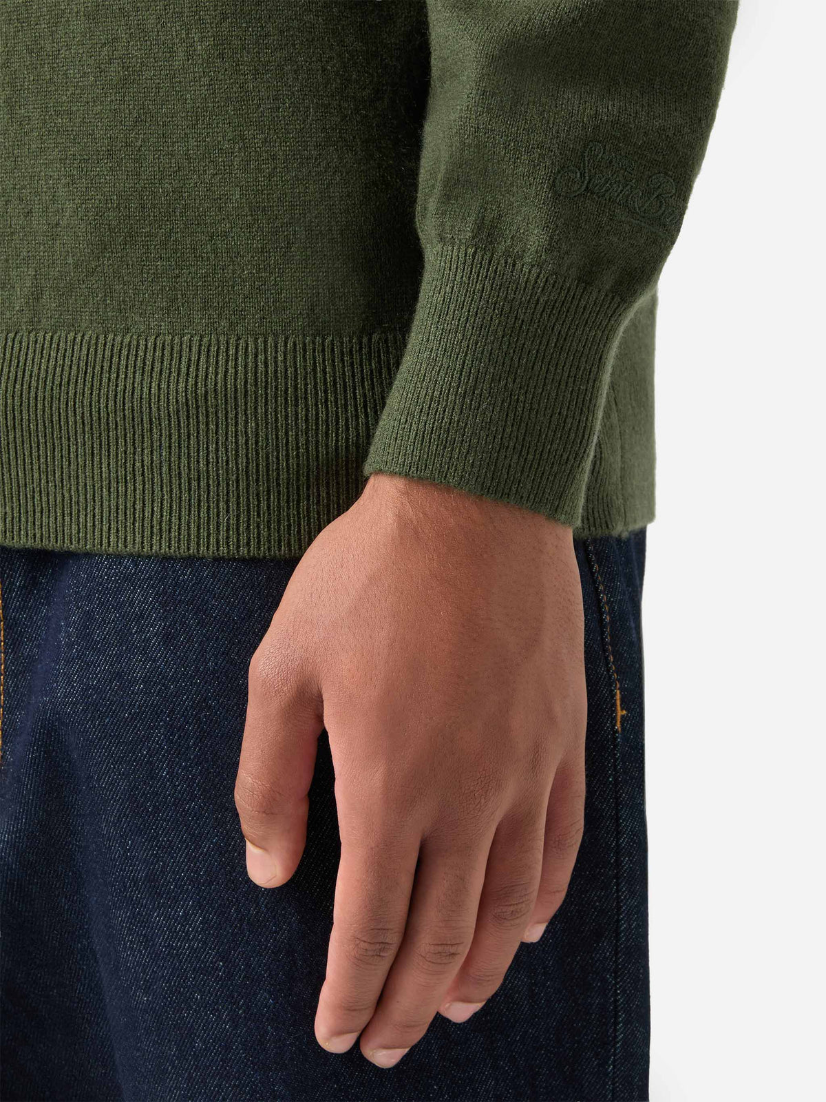 Polo Covent verde militare in misto lana merino e cashmere product image 5