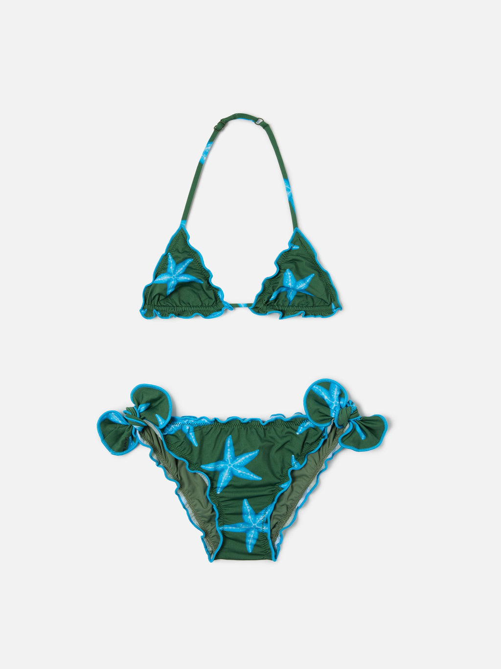 Bikini Cris verde militare con stampa stelle marine
