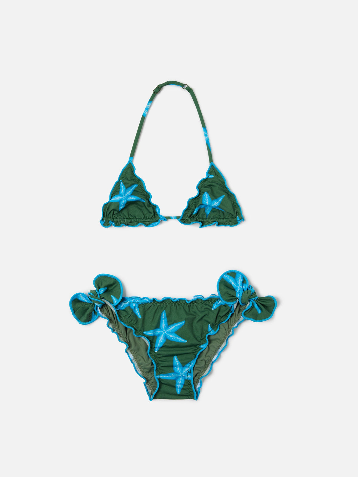Bikini Cris verde militare con stampa stelle marine
