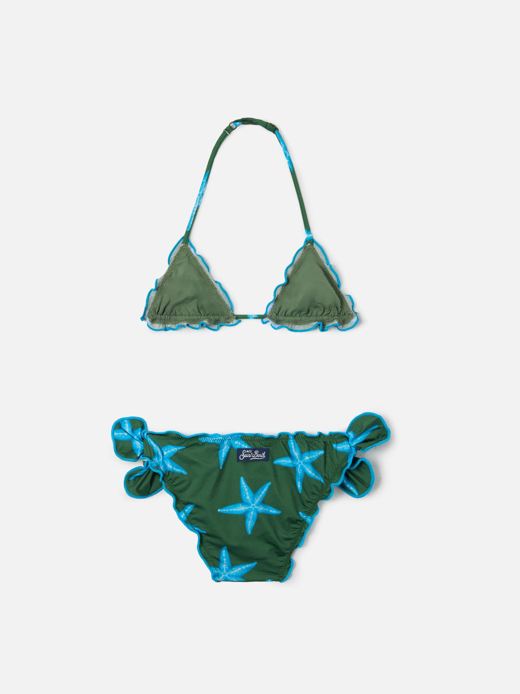Bikini Cris verde militare con stampa stelle marine