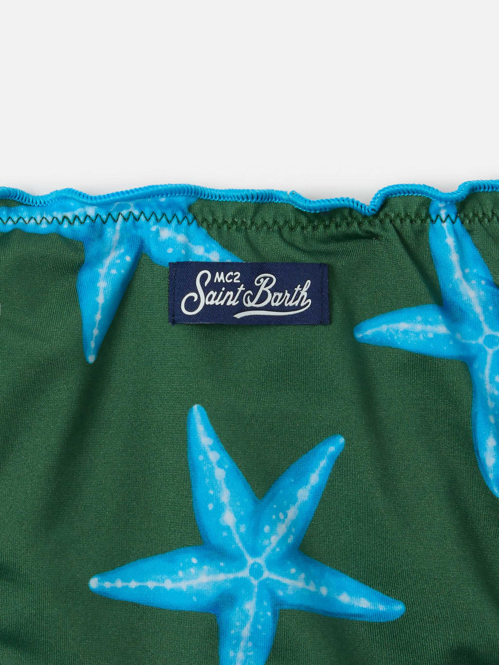 Bikini Cris verde militare con stampa stelle marine
