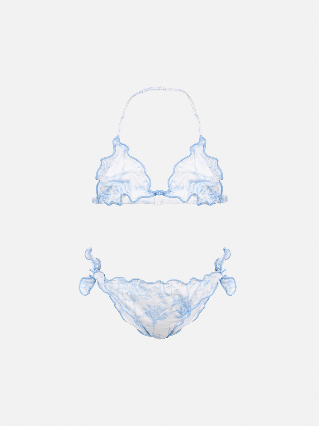 Bikini Cris azzurro con stampa toile de Jouy