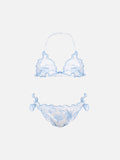 Bikini Cris azzurro con stampa toile de Jouy