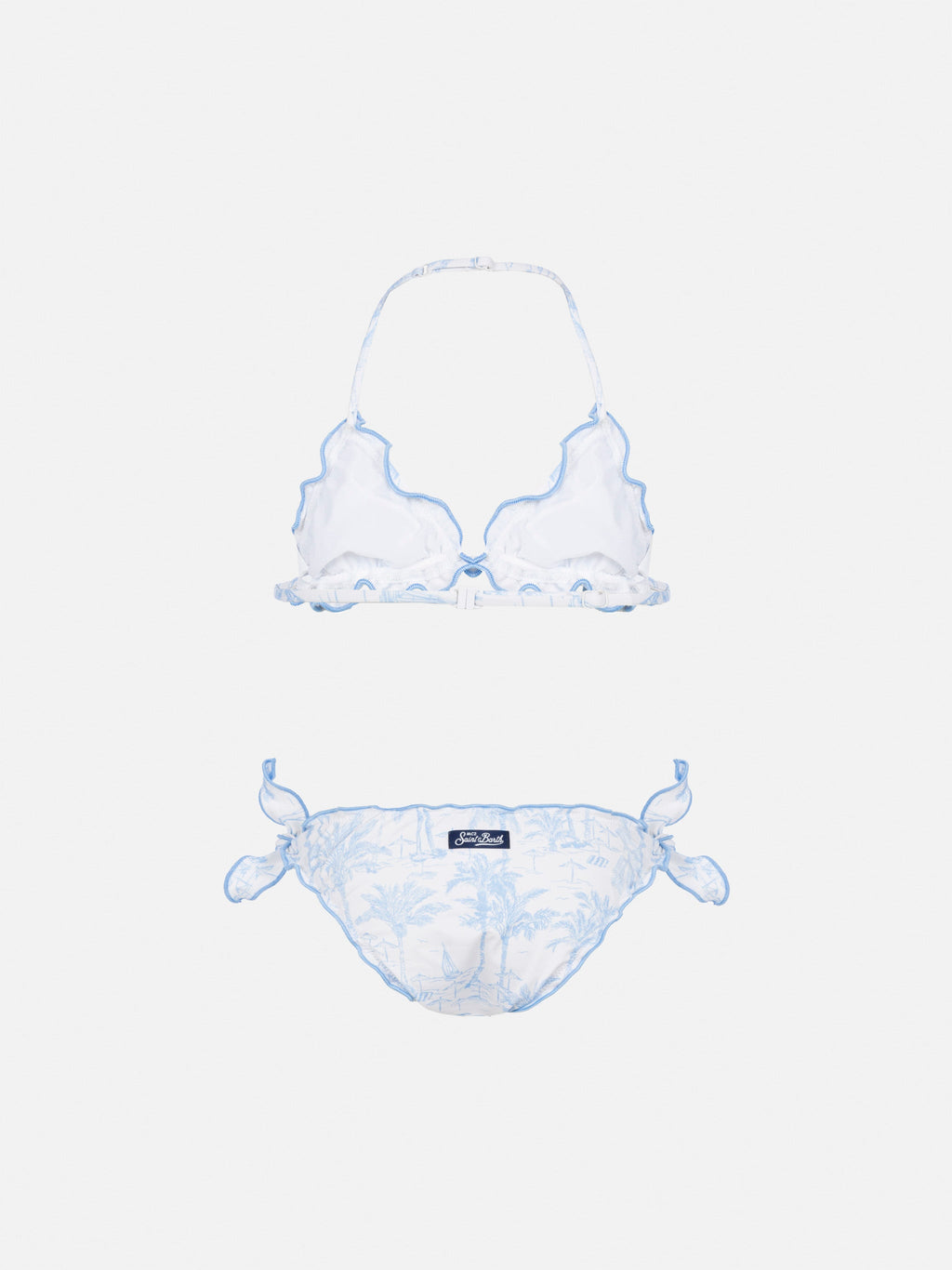 Bikini Cris azzurro con stampa toile de Jouy