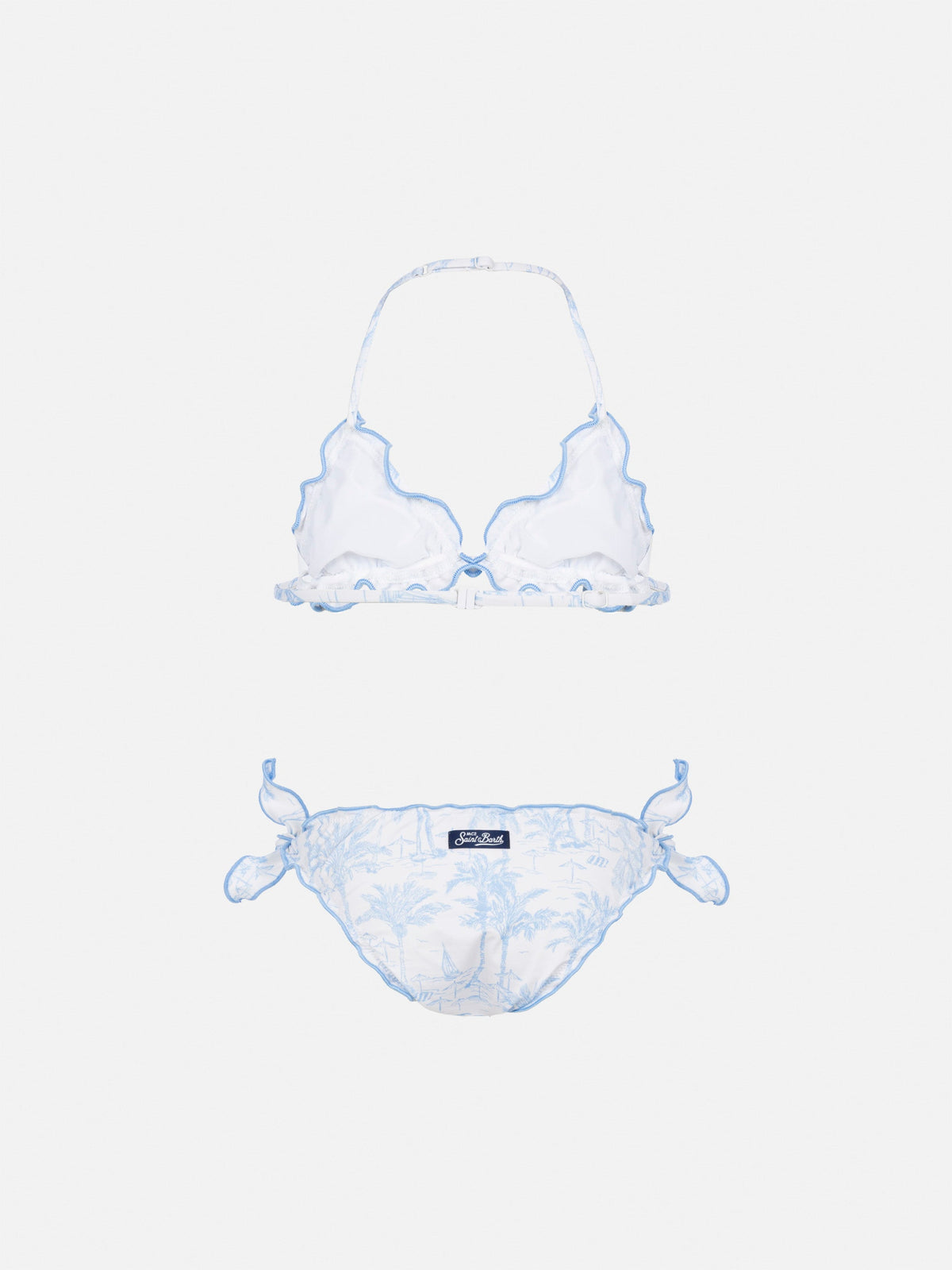 Bikini Cris azzurro con stampa toile de Jouy
