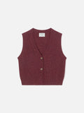 Gilet Carette melanzana in misto lana Donegal