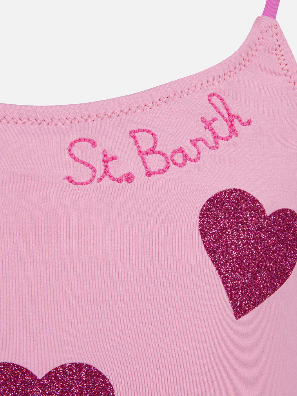 Costume intero Dancer rosa con cuori glitter e tulle