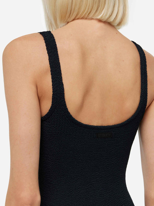 Abito Deana nero in tessuto crinkle