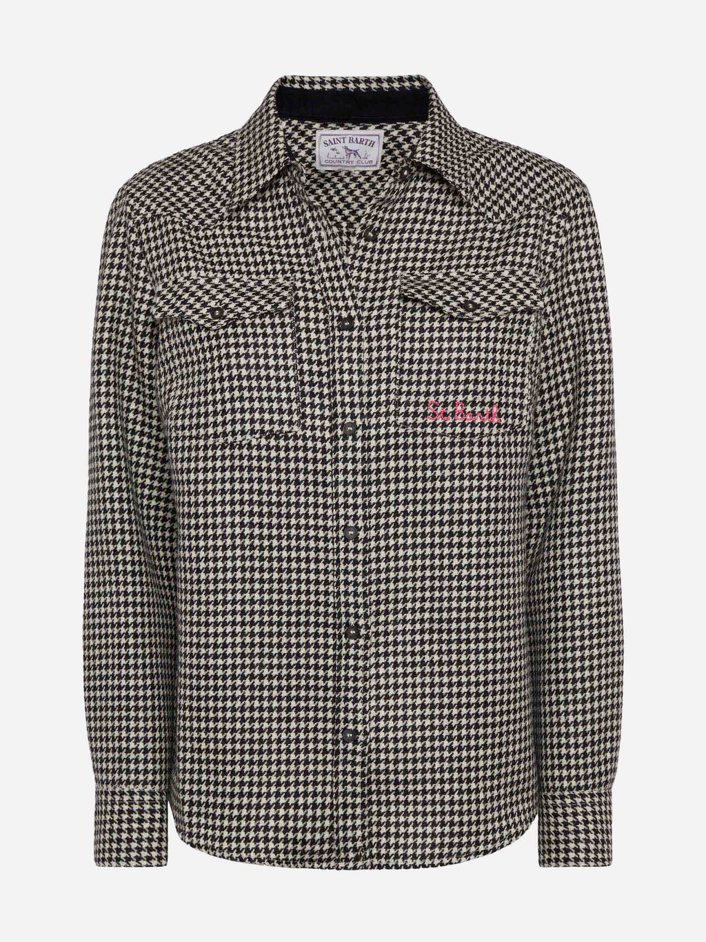 Camicia Deer bianca in lana con stampa pied de poule product image 3