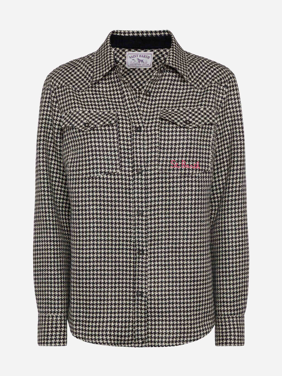 Camicia Deer bianca in lana con stampa pied de poule product image 3