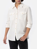 Camicia Deer bianco panna in velluto a coste con logo in product image 1