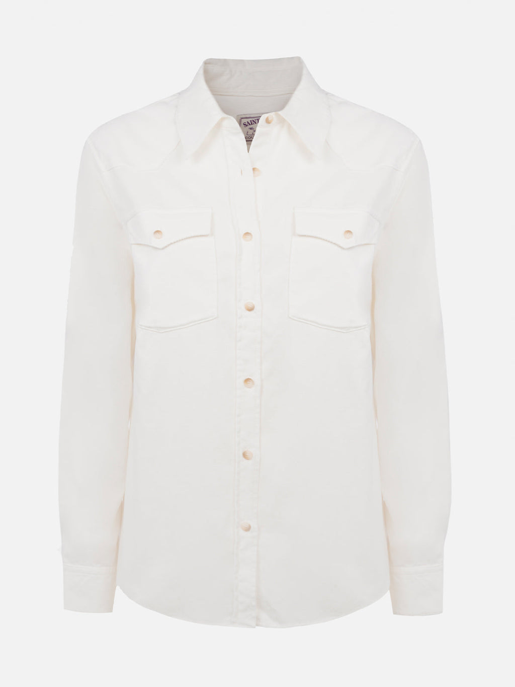 Camicia Deer bianco panna in velluto a coste con logo in product image 4