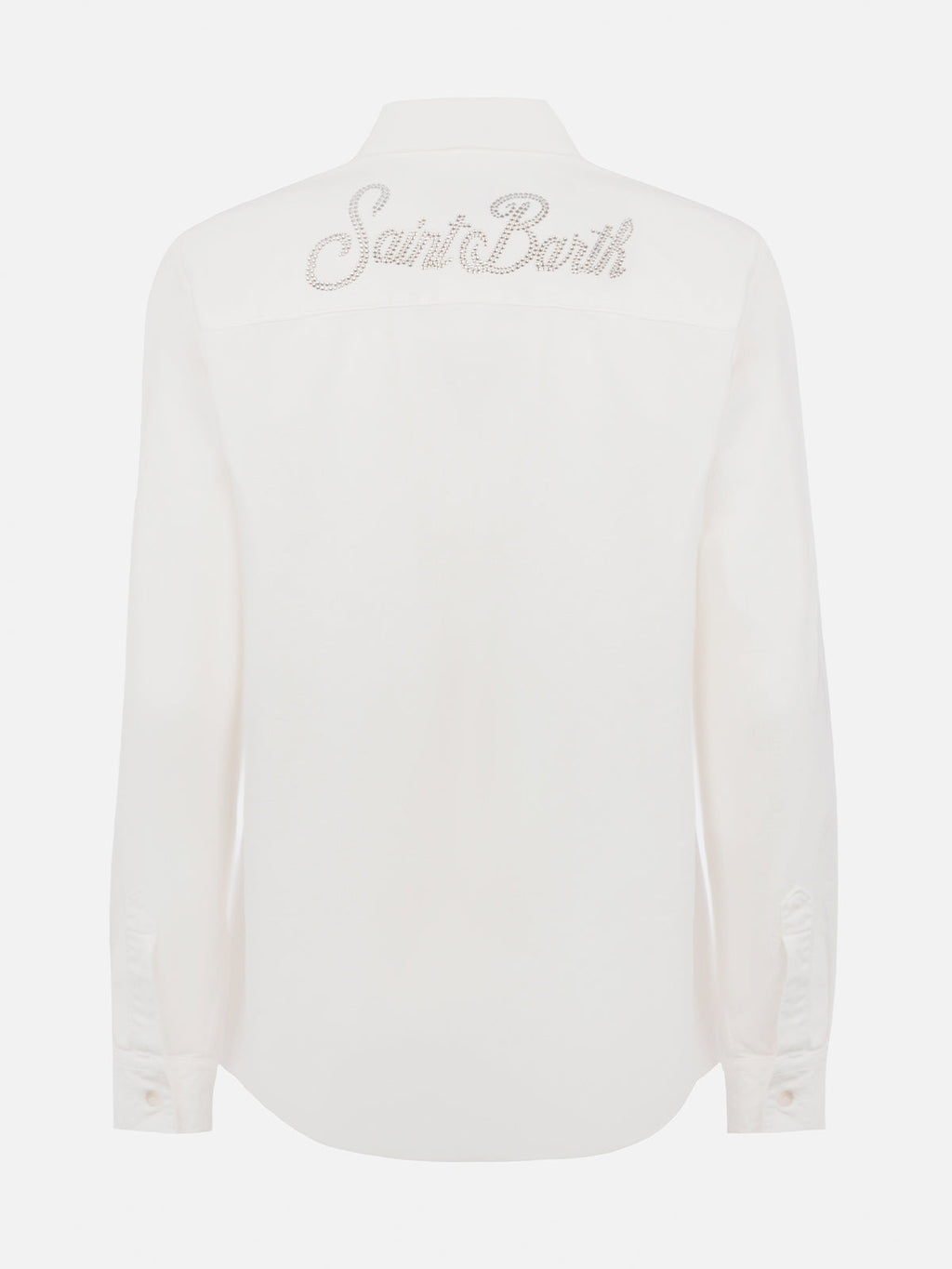 Camicia Deer bianco panna in velluto a coste con logo in product image 5