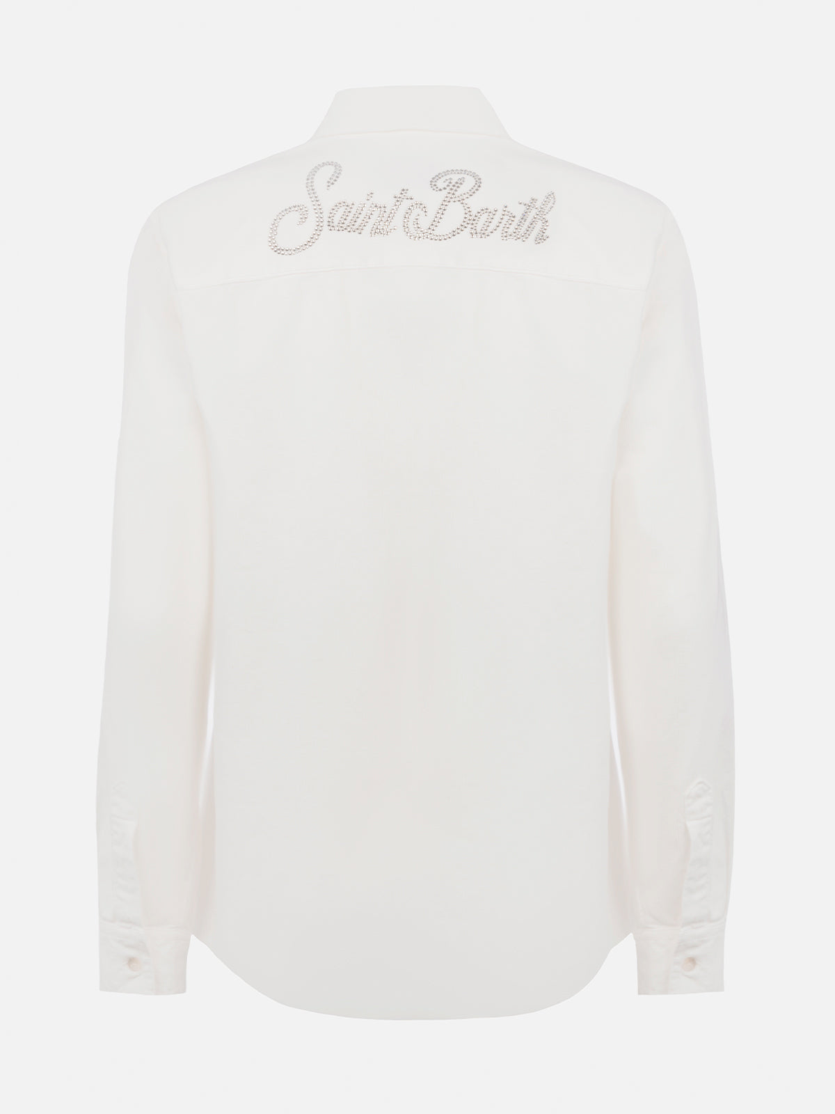 Camicia Deer bianco panna in velluto a coste con logo in product image 5