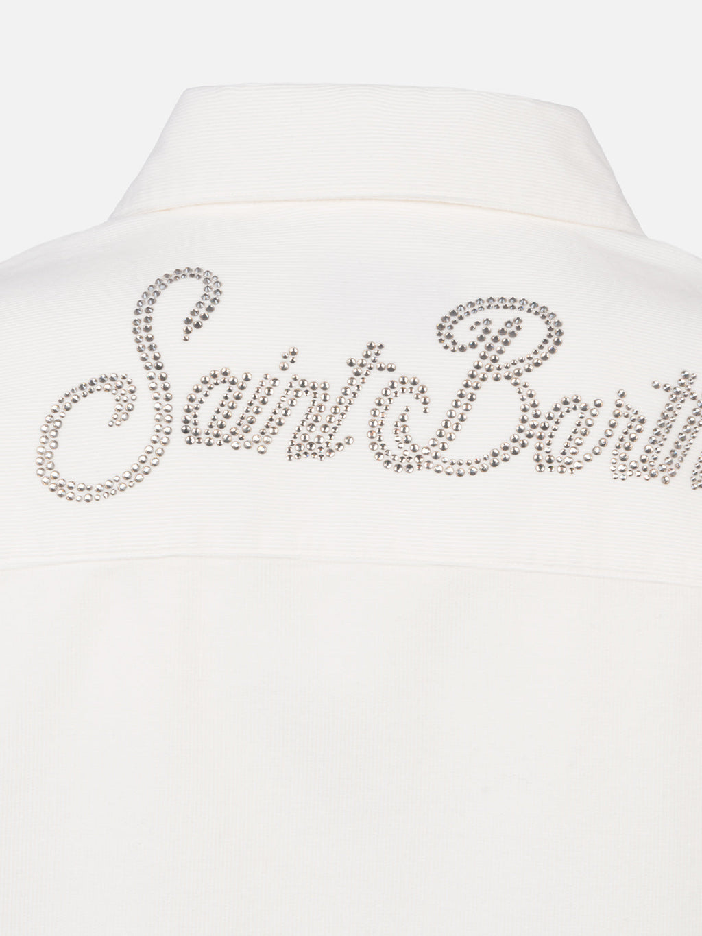 Camicia Deer bianco panna in velluto a coste con logo in product image 6