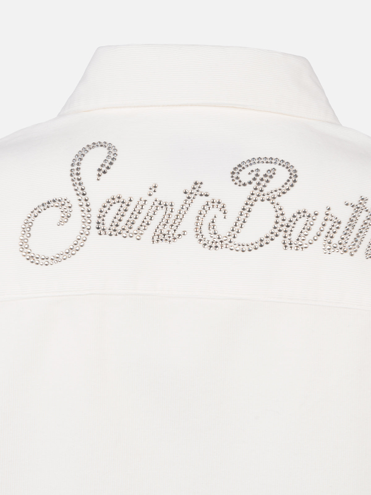 Camicia Deer bianco panna in velluto a coste con logo in product image 6