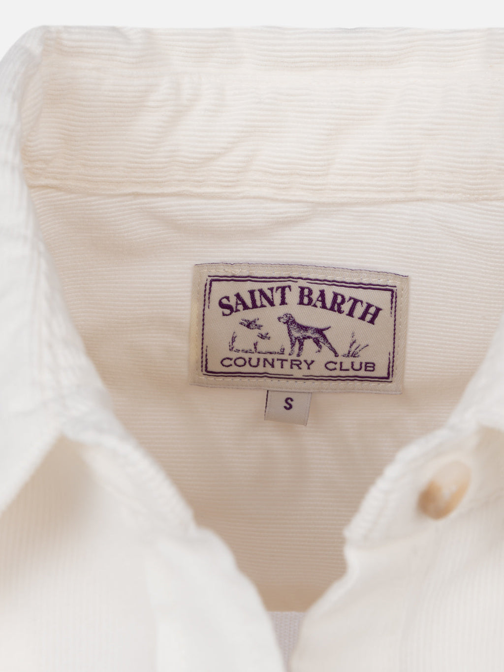 Camicia Deer bianco panna in velluto a coste con logo in product image 7